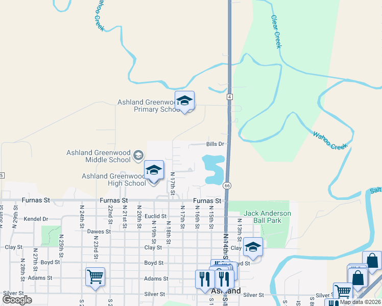 map of restaurants, bars, coffee shops, grocery stores, and more near 1617 Bills Drive in Ashland