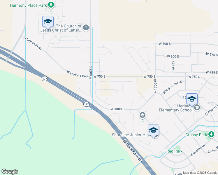 map of restaurants, bars, coffee shops, grocery stores, and more near 2060 West 850 South in Layton