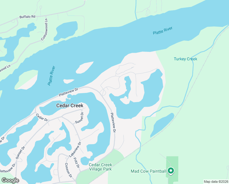map of restaurants, bars, coffee shops, grocery stores, and more near 5007 East Platteview Drive in Cedar Creek