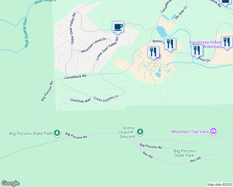 map of restaurants, bars, coffee shops, grocery stores, and more near 105 Cross Country Lane in Tannersville