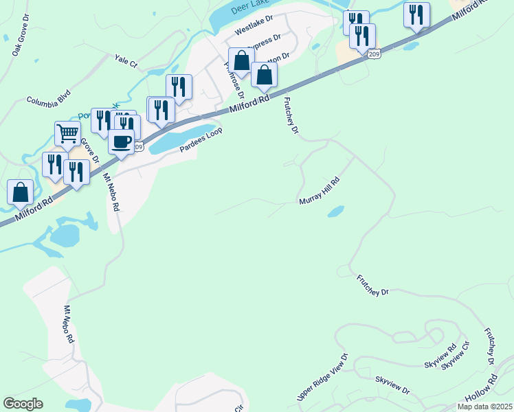 map of restaurants, bars, coffee shops, grocery stores, and more near 183 Murray Hill Road in East Stroudsburg