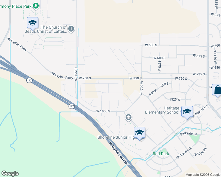 map of restaurants, bars, coffee shops, grocery stores, and more near 833 South 1950 West in Layton