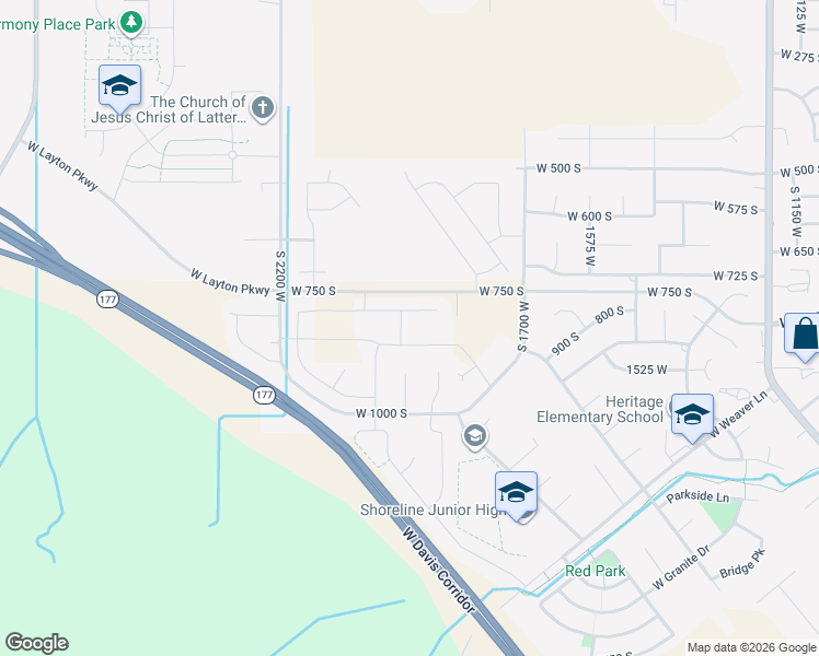 map of restaurants, bars, coffee shops, grocery stores, and more near 833 South 1950 West in Layton