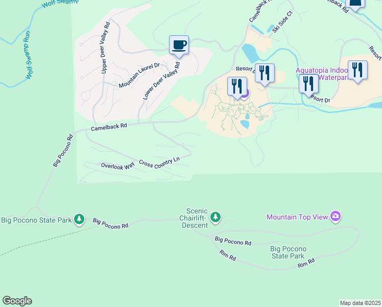 map of restaurants, bars, coffee shops, grocery stores, and more near 125 Cross Country Lane in Tannersville