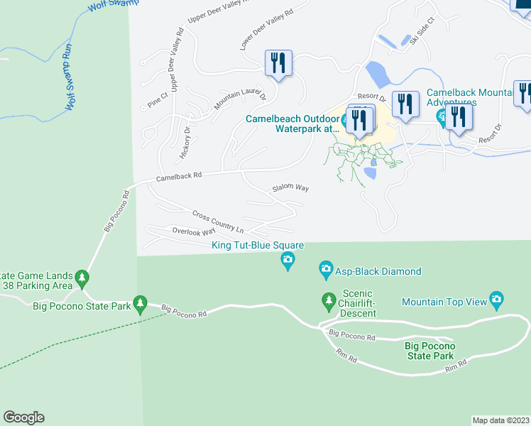 map of restaurants, bars, coffee shops, grocery stores, and more near 116 Cross Country Lane in Tannersville