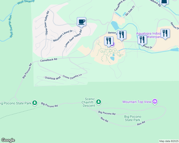map of restaurants, bars, coffee shops, grocery stores, and more near 98 Cross Country Lane in Tannersville