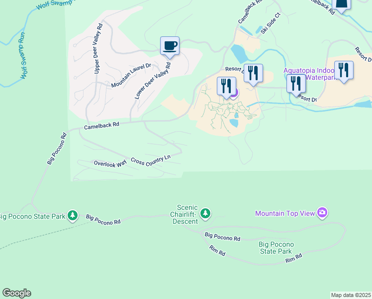 map of restaurants, bars, coffee shops, grocery stores, and more near 100 Cross Country Lane in Tannersville