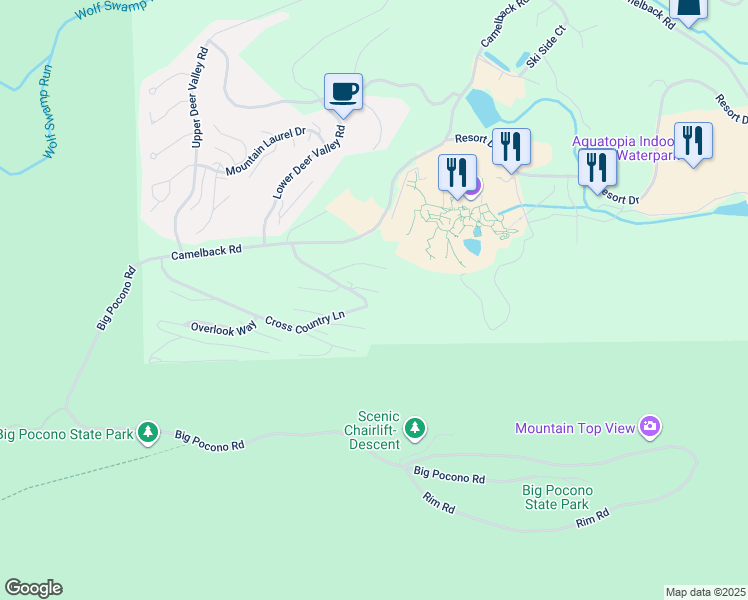 map of restaurants, bars, coffee shops, grocery stores, and more near 102 Cross Country Lane in Tannersville