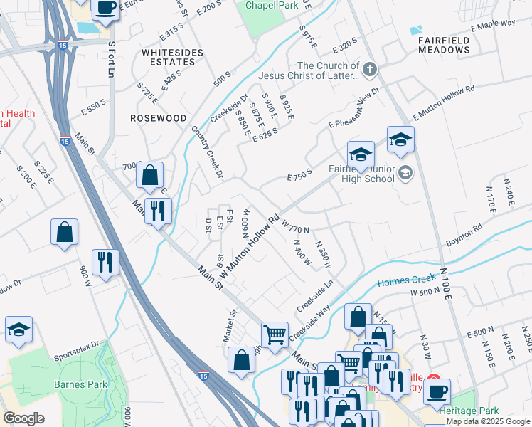 map of restaurants, bars, coffee shops, grocery stores, and more near 816 N Crimson Lane West in Kaysville