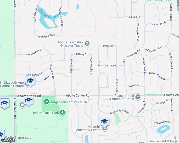map of restaurants, bars, coffee shops, grocery stores, and more near 3809 Aboite Lake Drive in Fort Wayne