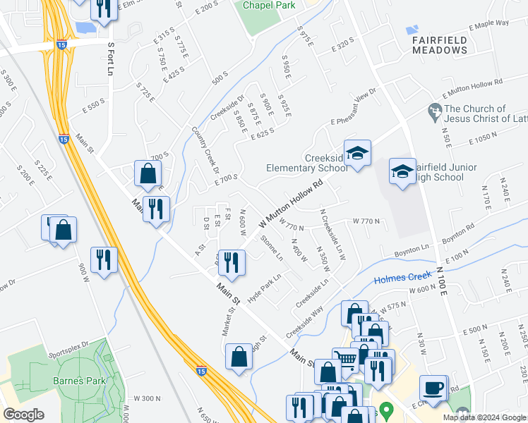 map of restaurants, bars, coffee shops, grocery stores, and more near 781 Country Shire Drive in Layton