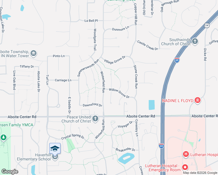 map of restaurants, bars, coffee shops, grocery stores, and more near 3806-3812 Chancery Place in Fort Wayne