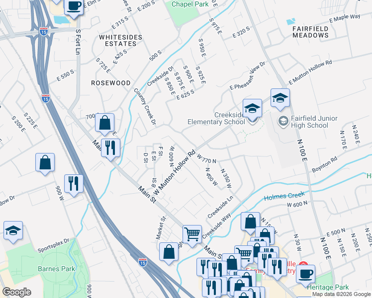 map of restaurants, bars, coffee shops, grocery stores, and more near 781 Country Shire Drive in Layton