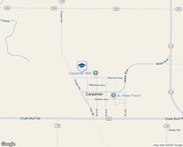 map of restaurants, bars, coffee shops, grocery stores, and more near 363-399 1st Street in Carpenter