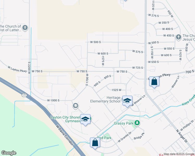 map of restaurants, bars, coffee shops, grocery stores, and more near 796 South Rock Creek Corner in Layton