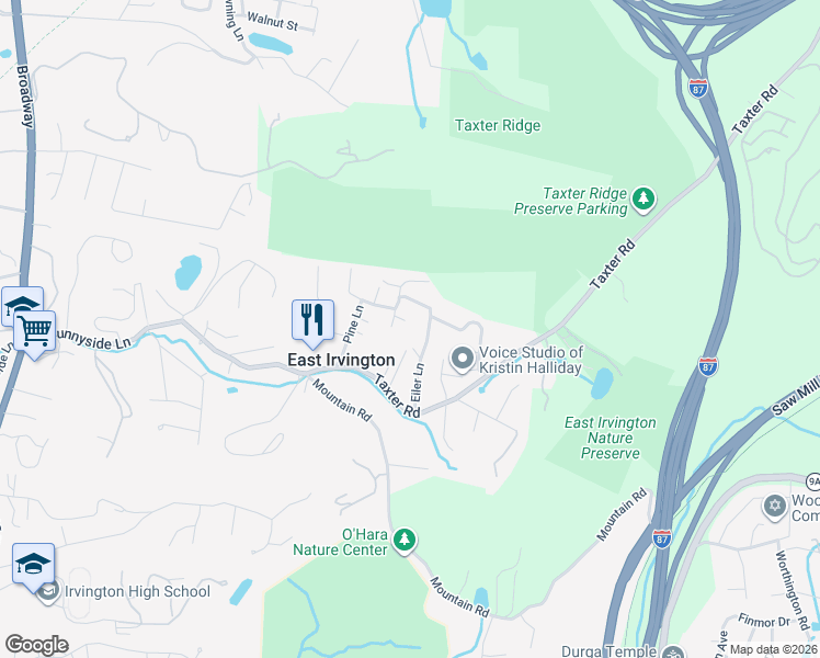 map of restaurants, bars, coffee shops, grocery stores, and more near 24 Alta Vista Circle in Irvington