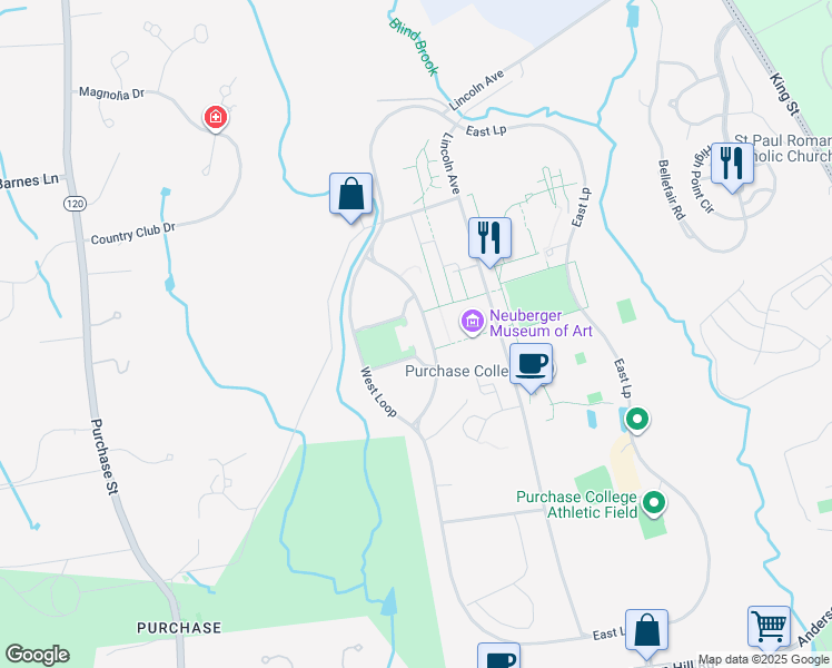map of restaurants, bars, coffee shops, grocery stores, and more near 735 Anderson Hill Road in Harrison