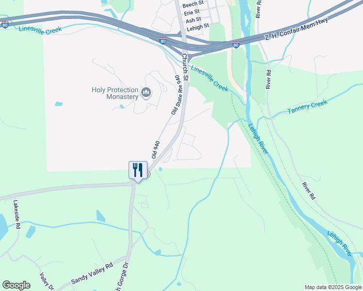map of restaurants, bars, coffee shops, grocery stores, and more near 16 Valley Gorge Mobile Home Park in White Haven