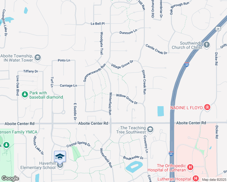 map of restaurants, bars, coffee shops, grocery stores, and more near 3806-3812 Chancery Place in Fort Wayne