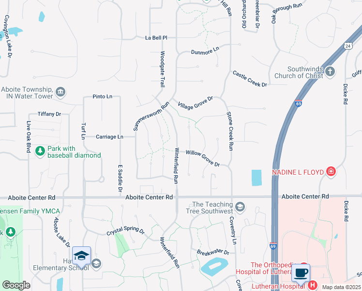 map of restaurants, bars, coffee shops, grocery stores, and more near 3806-3812 Chancery Place in Fort Wayne