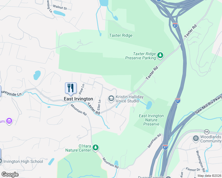 map of restaurants, bars, coffee shops, grocery stores, and more near 12 Shaw Lane in Irvington