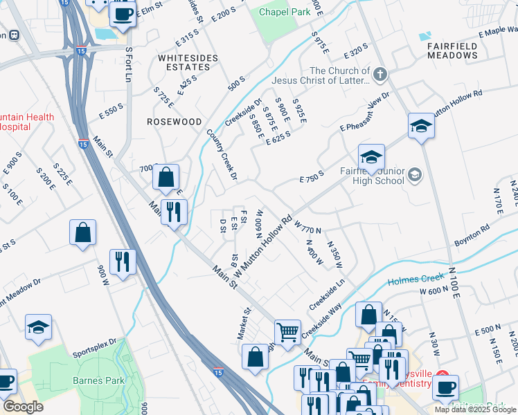 map of restaurants, bars, coffee shops, grocery stores, and more near 846 Crimson Lane in Kaysville