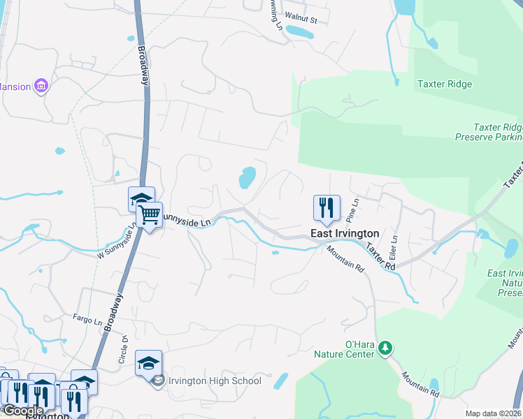 map of restaurants, bars, coffee shops, grocery stores, and more near 11 Quarry Lane in Irvington