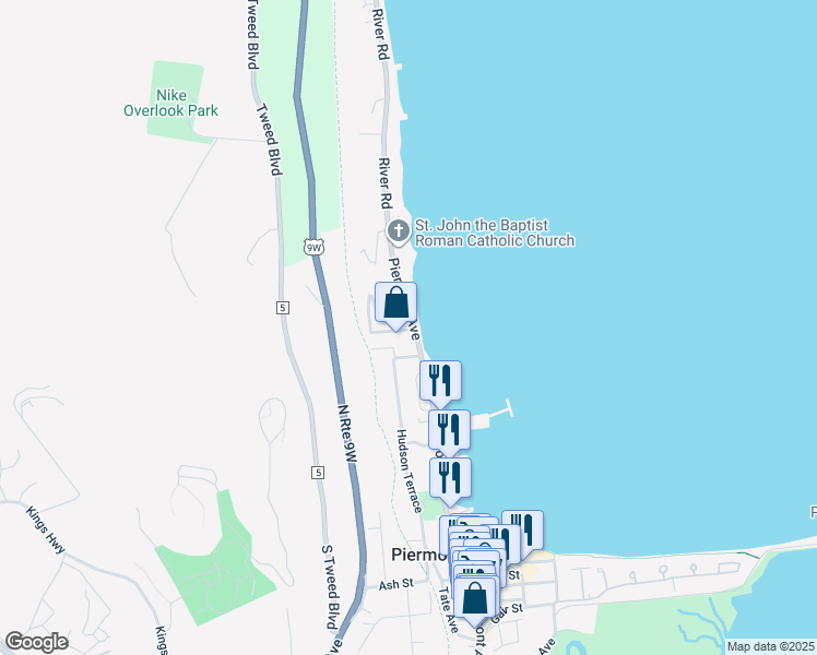 map of restaurants, bars, coffee shops, grocery stores, and more near 796 Piermont Avenue in Piermont