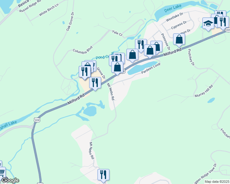 map of restaurants, bars, coffee shops, grocery stores, and more near 36-38 Mount Nebo Road in East Stroudsburg