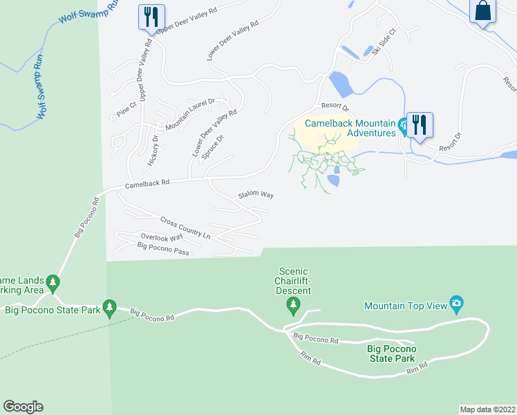 map of restaurants, bars, coffee shops, grocery stores, and more near 91 Cross Country Lane in Tannersville