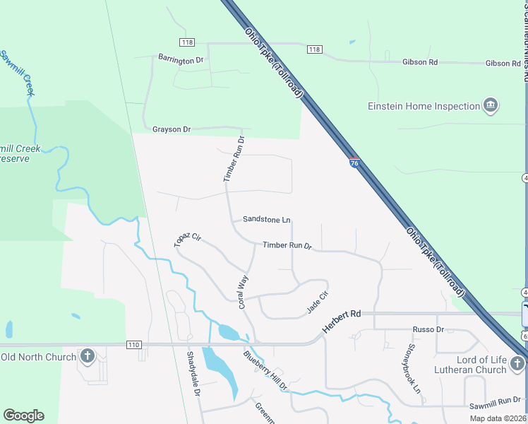 map of restaurants, bars, coffee shops, grocery stores, and more near 120 Sandstone Lane in Canfield
