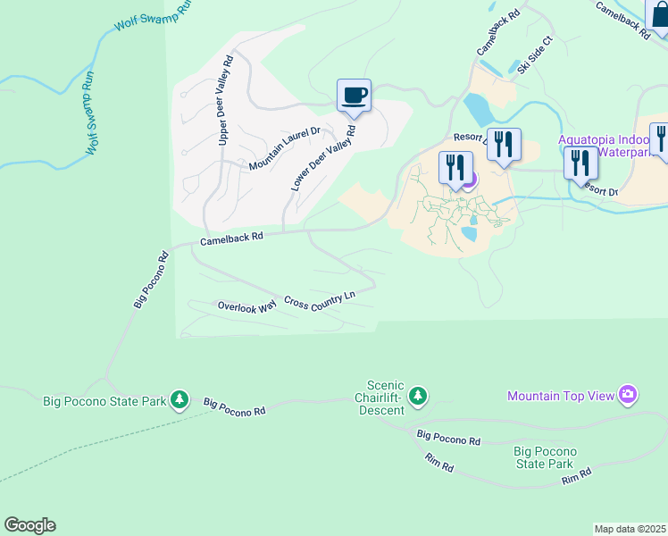 map of restaurants, bars, coffee shops, grocery stores, and more near 7 Middle Village Way in Tannersville