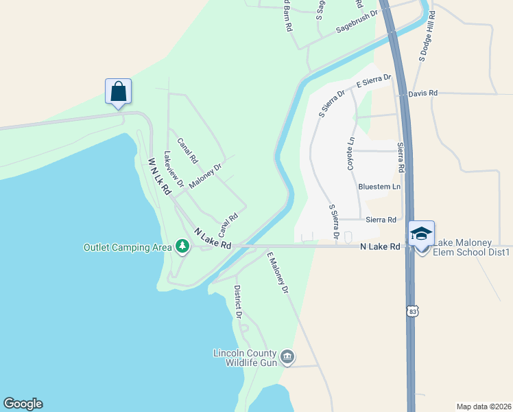 map of restaurants, bars, coffee shops, grocery stores, and more near Canal Road in North Platte