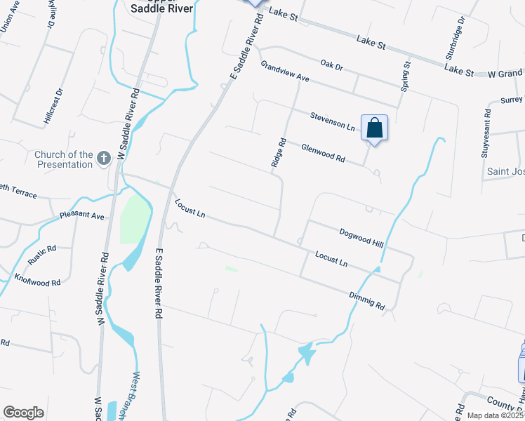 map of restaurants, bars, coffee shops, grocery stores, and more near 8 Drake Lane in Upper Saddle River
