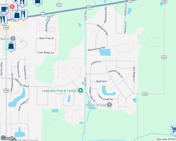 map of restaurants, bars, coffee shops, grocery stores, and more near 15797 Brookview Trail in Findlay