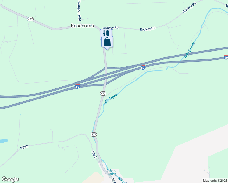 map of restaurants, bars, coffee shops, grocery stores, and more near 54 Hopple Hollow Road in Loganton