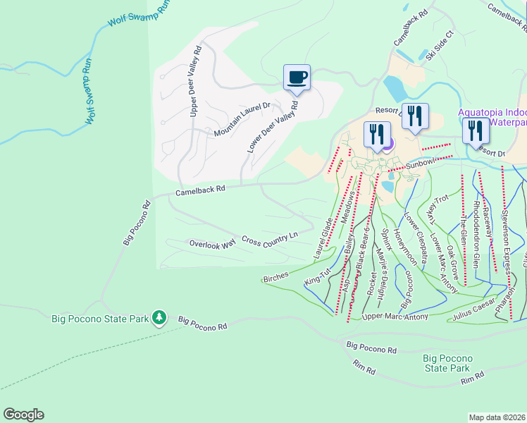 map of restaurants, bars, coffee shops, grocery stores, and more near 32 Middle Village Way in Tannersville