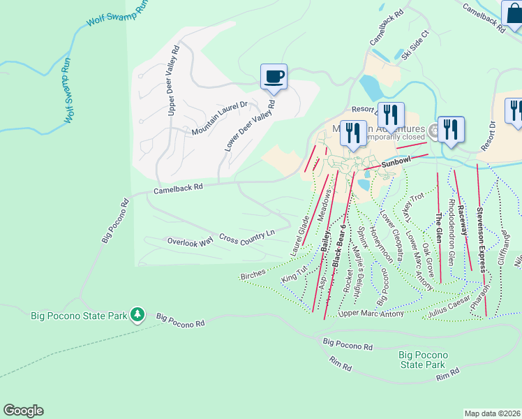 map of restaurants, bars, coffee shops, grocery stores, and more near 2 Middle Village Way in Tannersville