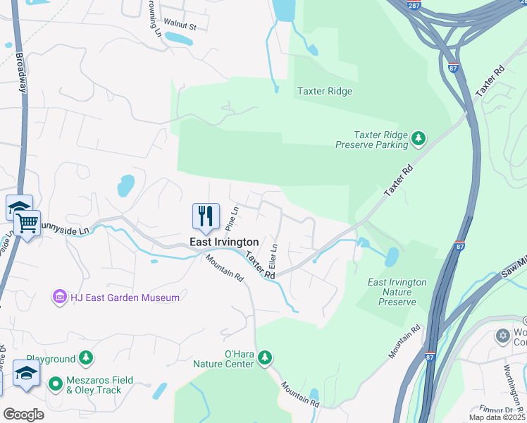 map of restaurants, bars, coffee shops, grocery stores, and more near 24 Alta Vista Circle in Irvington
