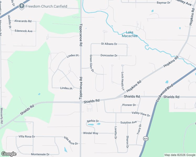 map of restaurants, bars, coffee shops, grocery stores, and more near 8 Banbury Drive in Youngstown