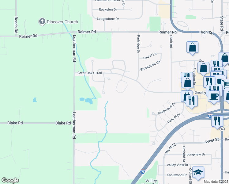 map of restaurants, bars, coffee shops, grocery stores, and more near 952 Rosemarie Circle in Wadsworth