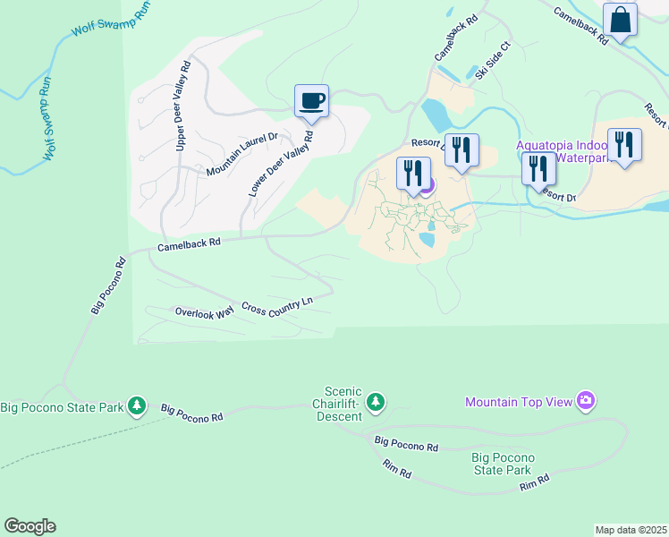 map of restaurants, bars, coffee shops, grocery stores, and more near 80 Cross Country Lane in Tannersville