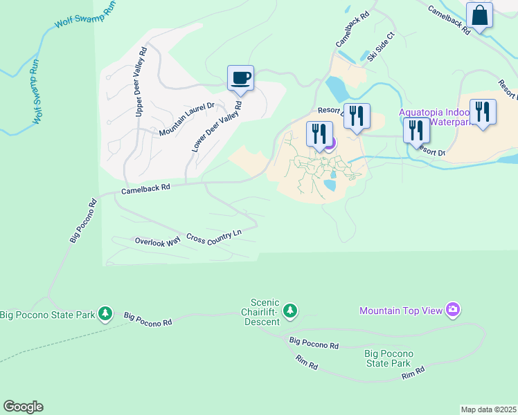 map of restaurants, bars, coffee shops, grocery stores, and more near 80 Cross Country Lane in Tannersville