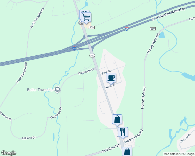 map of restaurants, bars, coffee shops, grocery stores, and more near 456 North Hunter Highway in Drums