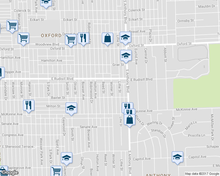 map of restaurants, bars, coffee shops, grocery stores, and more near 4002 Winter Street in Fort Wayne