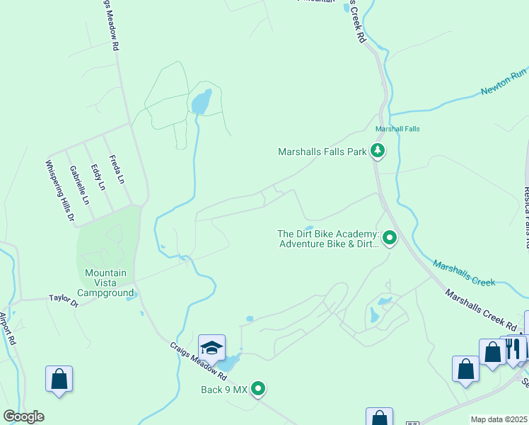 map of restaurants, bars, coffee shops, grocery stores, and more near 3142 Pine Ridge Road in East Stroudsburg