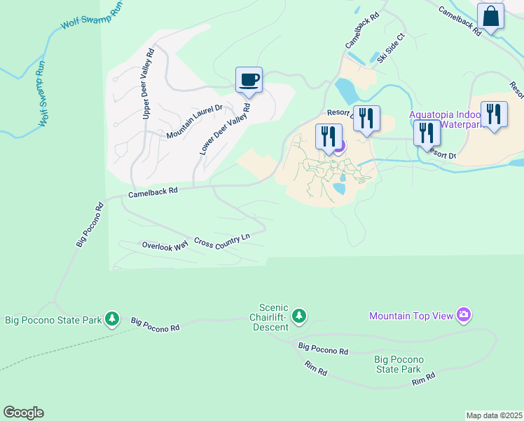 map of restaurants, bars, coffee shops, grocery stores, and more near 86 Cross Country Lane in Tannersville