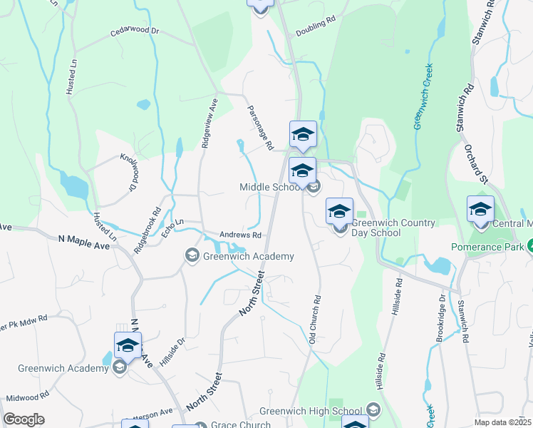 map of restaurants, bars, coffee shops, grocery stores, and more near 291 North Street in Greenwich
