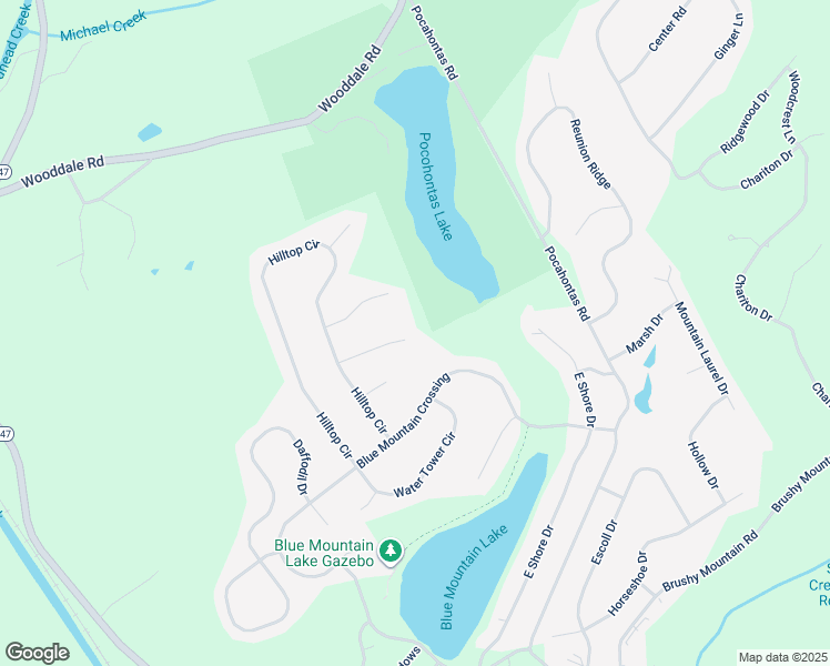 map of restaurants, bars, coffee shops, grocery stores, and more near 667 Blue Mountain Crossing in East Stroudsburg