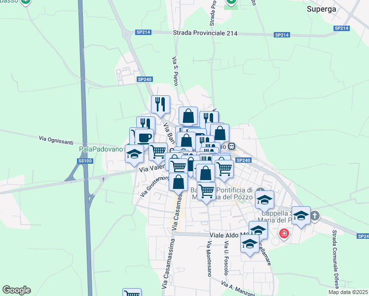 map of restaurants, bars, coffee shops, grocery stores, and more near 13 Via Ara Coeli in Capurso
